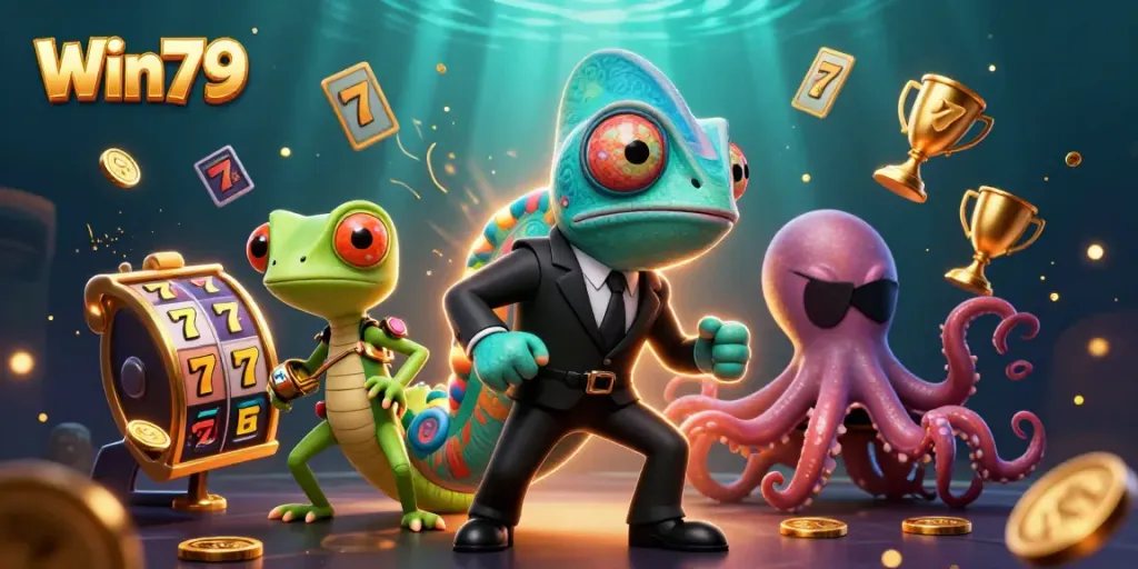 Win79 showcases colors and excitement in a vibrant casino-themed scene with dynamic game elements.